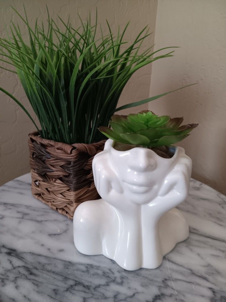 $8 Ceramic Pot With Artificial Succulent, Fun Decor