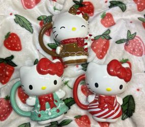 Hello Kitty Christmas Mug Set Of THREE-Christmas tree, Gingerbread & Candy Cane