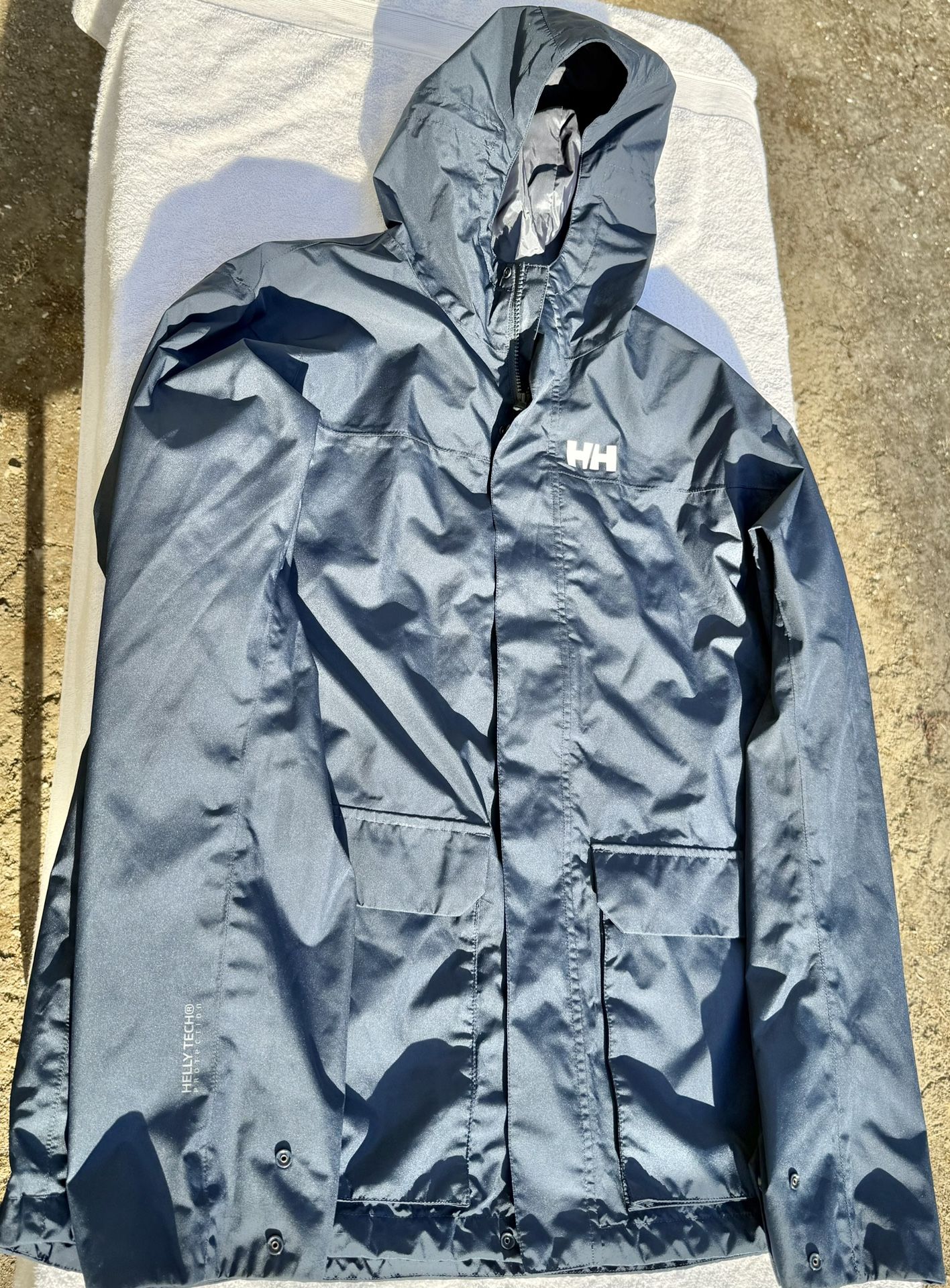 Navy Blue Helly Hansen Waterproof Rain Jacket Size XL