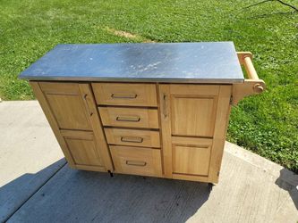 Rolling Kitchen Island with Stainless Steel Top
