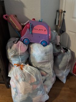 Girl clothing, stuff animals, and toys