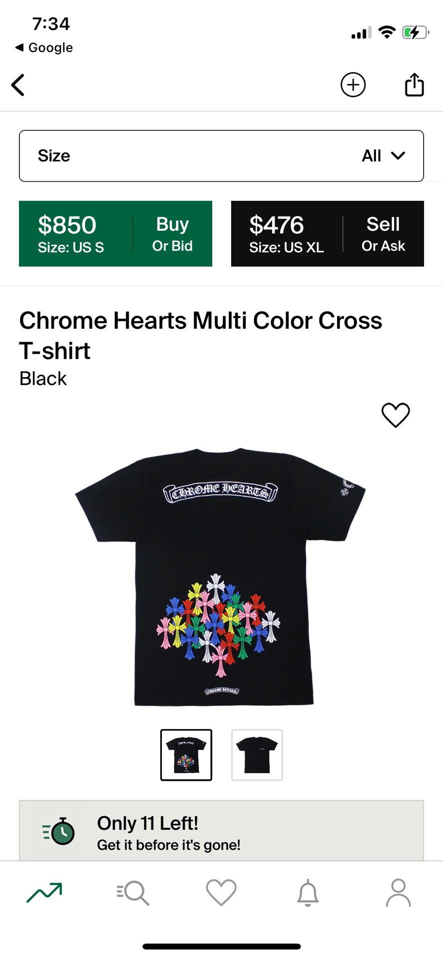 chromehearts multi color cross tee black