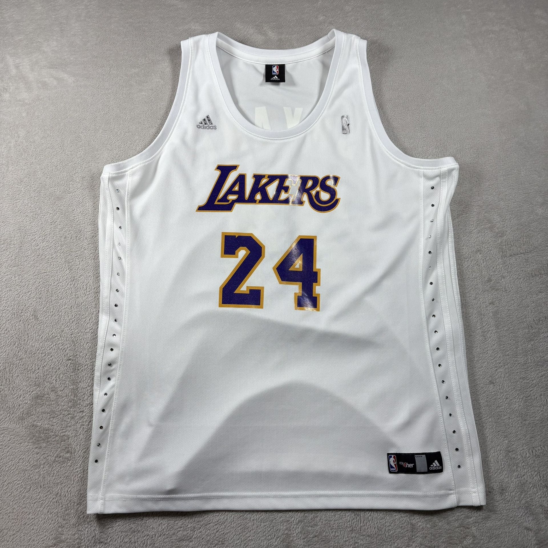 Women’s 2XL Adidas White NBA 4her #24 Los Angeles Lakers Jersey Rhinestones #959