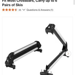 Ski and Snowboard Roof Rack, 31.7 in. Universal Ski Rack for Car Roof Fit Most Crossbars, Carry up to 6 Pairs of Skis
