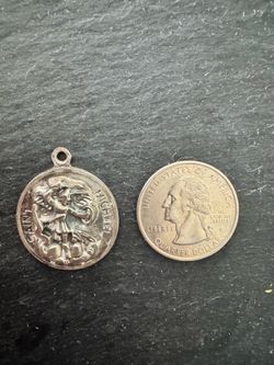 Vintage Creed Italy Saint Michael Medal Pendant – Two-Piece Round St. Michael Protection Charm
