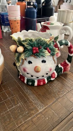 Christmas Snowman Ceramic pitcher