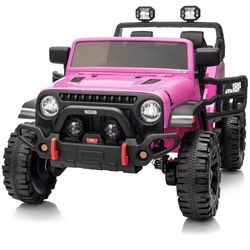 Power Wheels - Hikiddo 2 Seater Ride on Car Truck, 12V Kids Electric Ride on Toy for Big Kids Age 3-8 w/Remote Control- Hot Pink