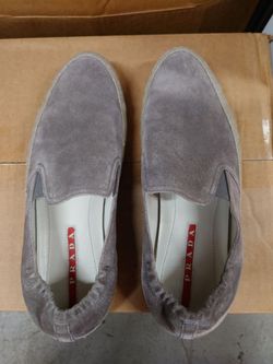 Prada Suede Leather Slip-On Boat Espadrilles - Men's Size UK 6.0/ US 7.5 - Gray