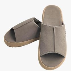 ComfortStep Chamois Leather Open-Toe Slides with Natural Mugwort Foam Size 9 1/2- 10