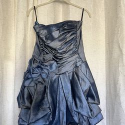 Blue Cocktail Strapless Dress