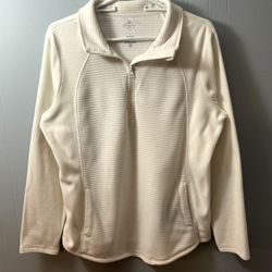 Women’s St. Johns Bay 1/4 Zip Pullover, Size Large. White 