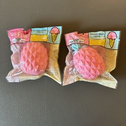 2 Packs Pink Pineapple Bite Size Fun Kids Squishy Fruit Fidget Stress Toy New