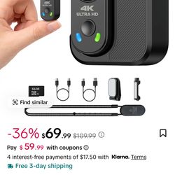 Mini 4K POV Action Camera with 64GB Card