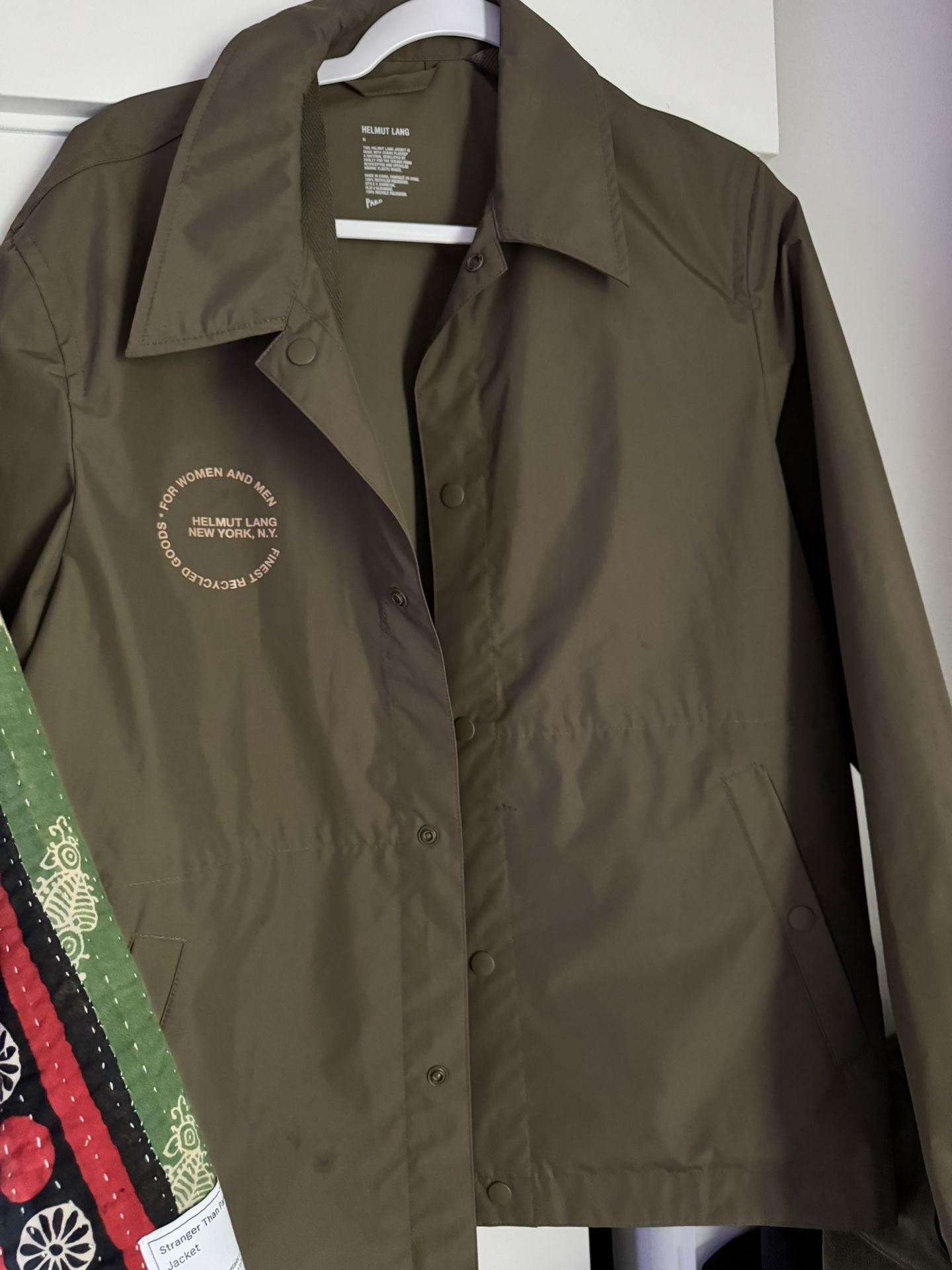 Rain Jacket, Helmet Lang Men’s Size M Olive Drab color Like New