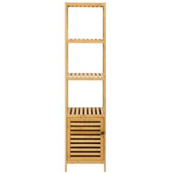 Waterproof & Airflow- Natural Bamboo 4 Shelf And Bottom Cabinet Slim Storage Shelf.