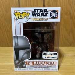 The Mandalorian Chrome Amazon Exclusive Star Wars Funko Pop! Bobblehead #345 NEW