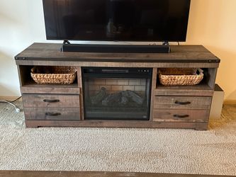 Rustic Fireplace tv console