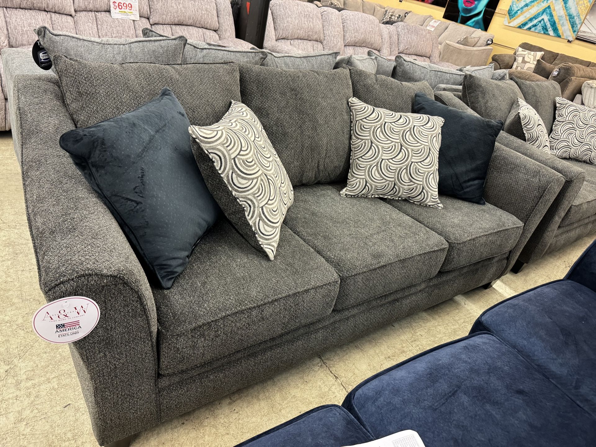 Two Piece Sofa, Loveseat, And Pillows!
