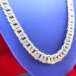 925 Silver 24” Cuban Double Pave Necklace 10.5mm 97.80g 174229