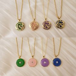 Genuine Jade 18K Gold plated necklace New