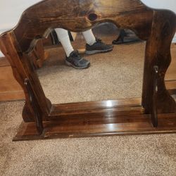 Nice Vintage Wood Vanity Mirror