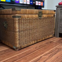 Pier 1 Imports Wicker Chest W/ Glass Top