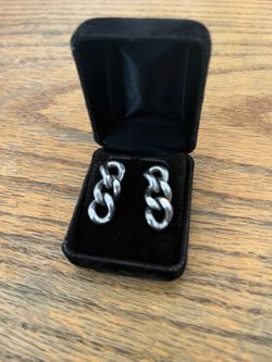 Silver Stainless Steel Italy Metal Chainlink Earrings
