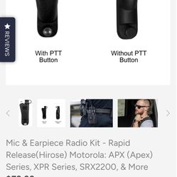 Mic & Earpiece Radio Kit - Rapid Release(Hirose) Motorola: APX (Apex) Series, XPR Series, SRX2200, & More
