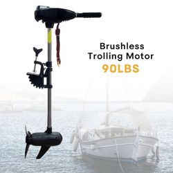 1.0 1.0 out of 5 stars 1 90 LBS Thrust Stepless Speed Electric Outboard Brushless Trolling Motor for Fishing Boats Saltwater Transom Mounted with Adju