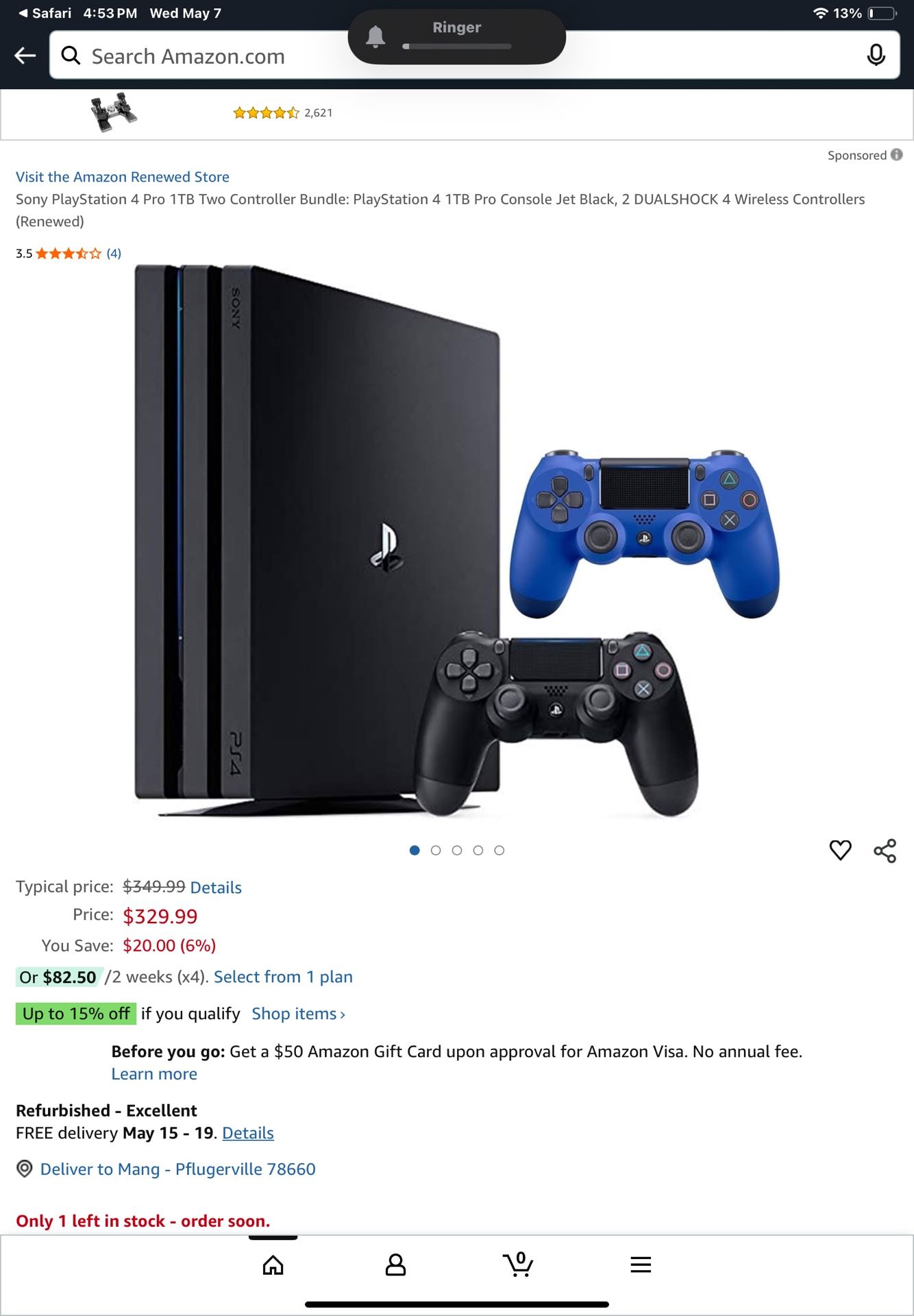 PS4 Pro With 2 Controller And Dual Charging Dock