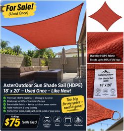 AsterOutdoor Sun Shade Sail 18x20 HDPE