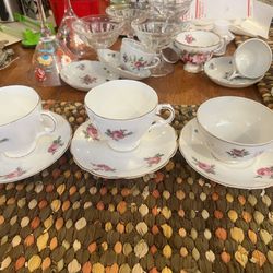 Vintage Three Tea Cups With Saucers