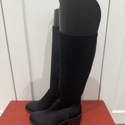 NIB Donald Pliner Crepe Elastic Black Tall Boots, Size 6
