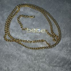 bebe gold womens chain belt rhinestone bling y2k vintage 