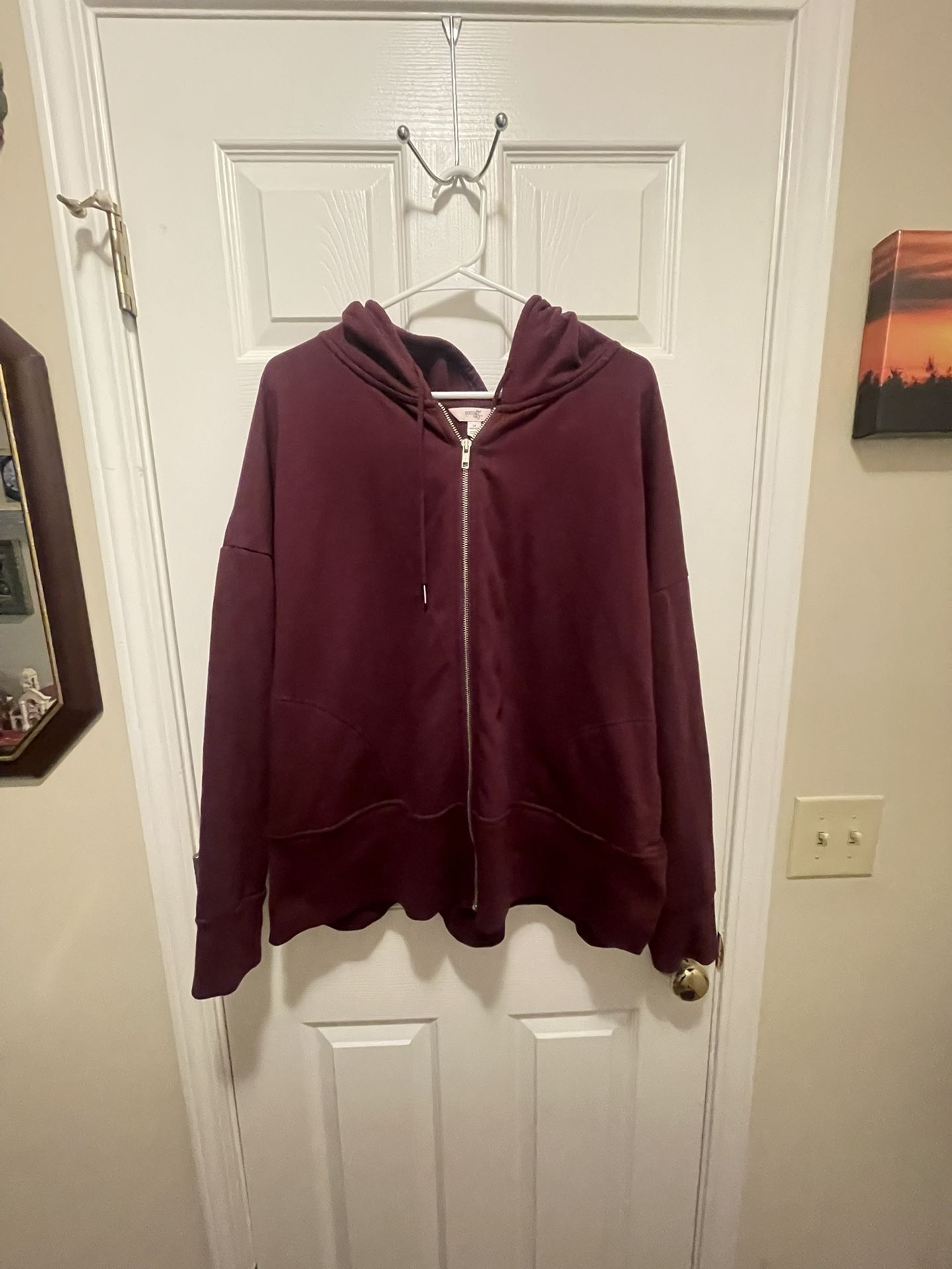 Terra & Sky Women’s Fleece Zip Up Hoodie Purple Rustic Sweatshirt Size 1X