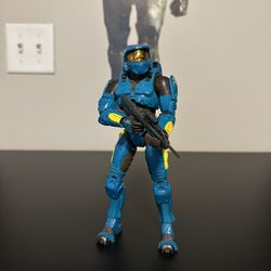 Halo 2 Joyride Multiplayer Cyan Spartan w/ UNSC Battle Rifle Action Figure RARE