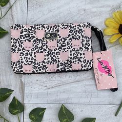 Betsey Johnson Bag NWT NEW Wallet Wristlet Purse Leopard Print Pink And Black 