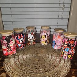 Valentine's Day 16 0z Glass Can Cup Set Of 6 For $60