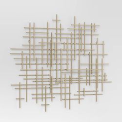 36"x30" Mid-Century Metal Wall Décor Gold - Threshold™: Abstract Art, Horizontal/Vertical Display, No Battery Required