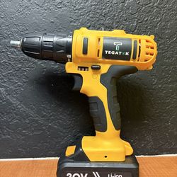 Tegatok CD-20AN Cordless Drill 3/8 Drill Handheld Screwdriver 20V0-850RPM 30NM