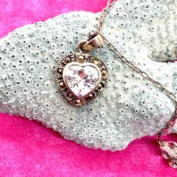 Silver Marcasite CZ Heart Necklace