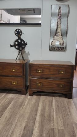 TWO BEAUTIFUL SOLID WOOD MCM NIGHTSTANDS