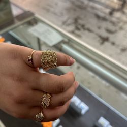 Square Nugget Ring Size 6 10k 6.9 Grams 