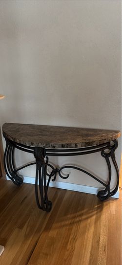 Demilune Console Table with Stone Top