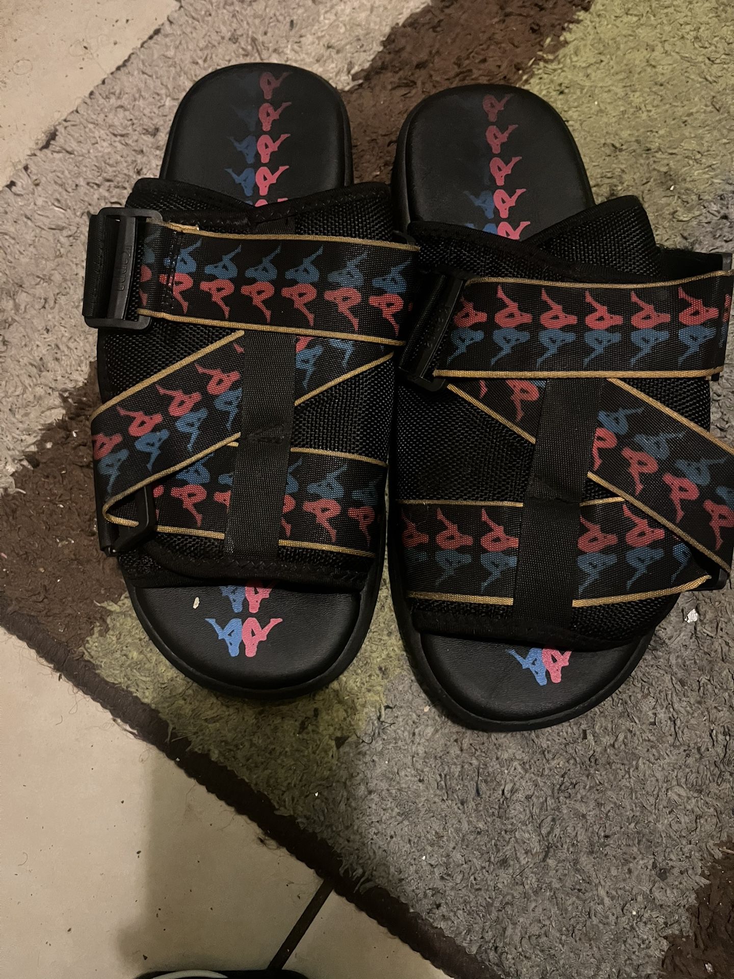 Kappa  lide Sandals – Black/Multicolor Straps – Size ___ – Good Condition