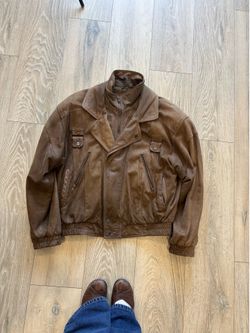 Vintage Tannery West Beige Bomber Jacket