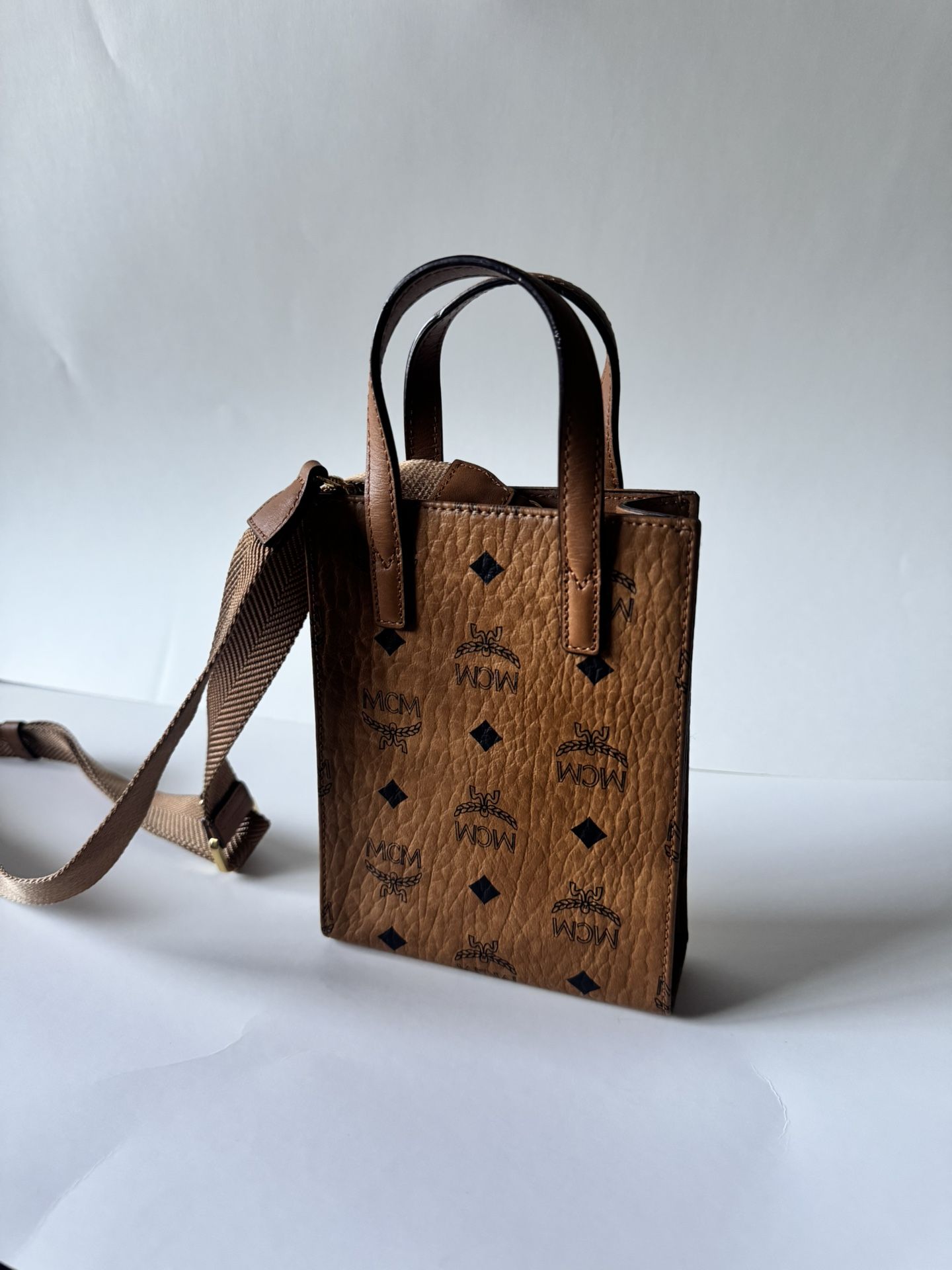 MCM Logo Print Mini Tote Bag