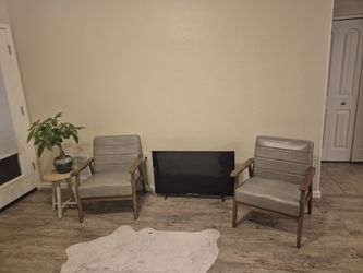 Solid wood chairs with vinyl upholstery