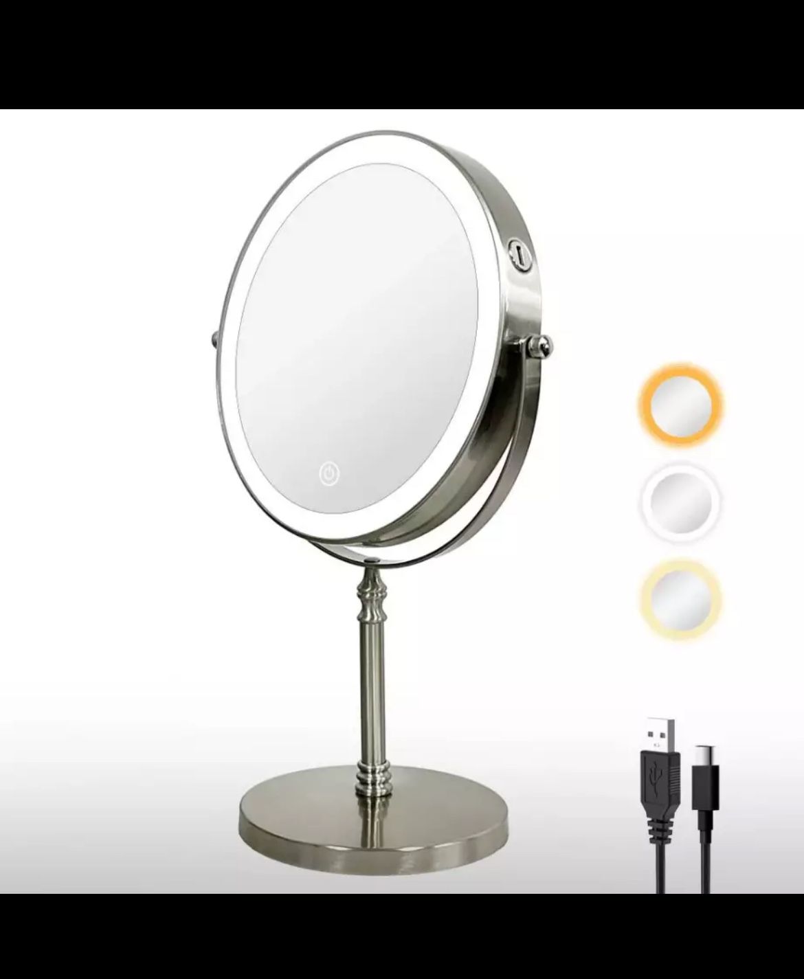 8" LED Makeup Mirror with Lighted 10X Magnifying Dual Sided Dimmer Vanity Mirror