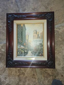 Thomas Kinkade Union Square Late Afternoon Custom Framed Print